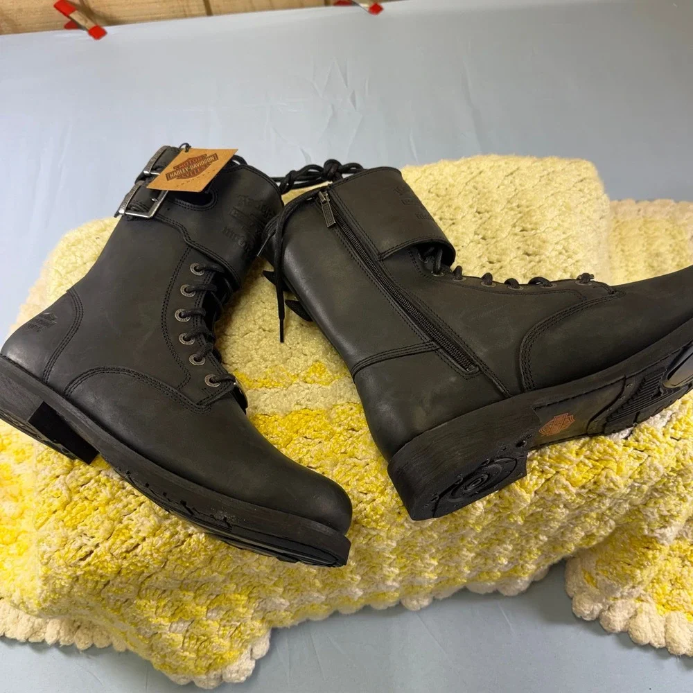Harley-Davidson Hagerman Mens Black Leather Motorcycle‎ Boots D93873 Size 11.5 M